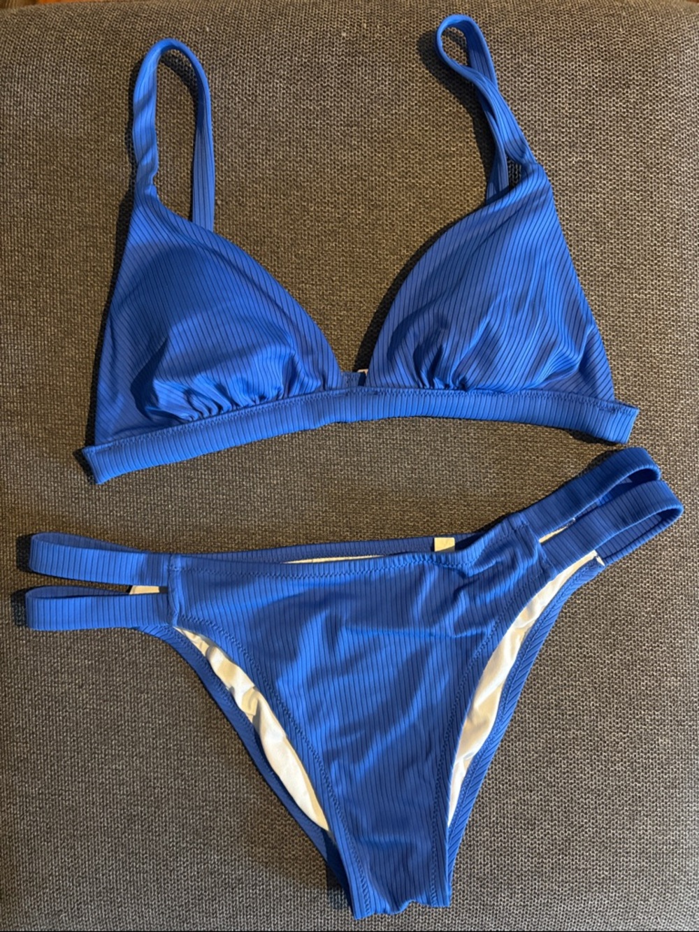 Shade & Shore Blue Ribbed Bikini Set - Picture 2 of 9